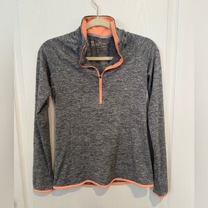 Under Armour Women's Heathered Gray and Coral Quarter-Zip top